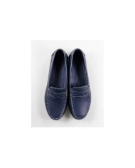 Women's Blue Moccasins with Decorative Applied