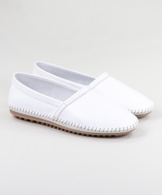 Sapatos Rasos Brancos Ginova com Costuras