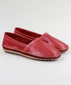 Sapatos Rasos Vermelhos Ginova com Costuras