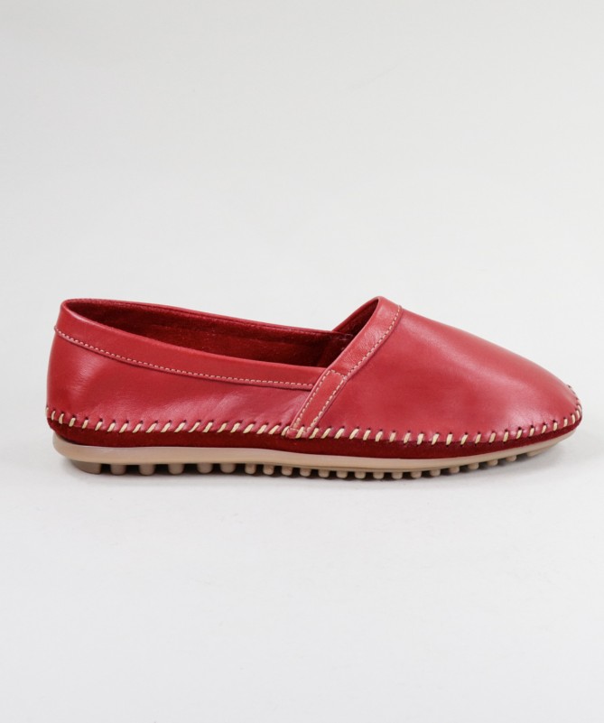 Sapatos Rasos Vermelhos Ginova com Costuras