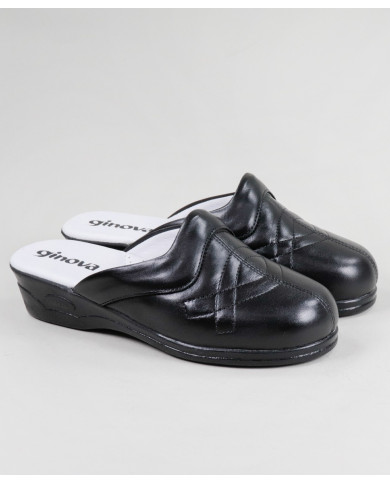 Black Orthopedic Slippers with Seams Ginova