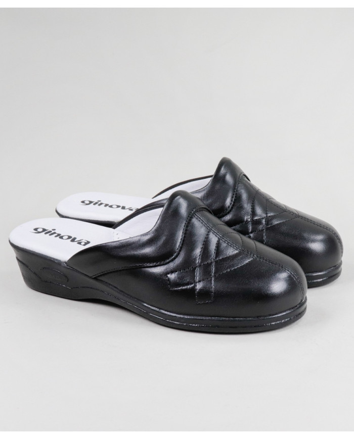 Black Orthopedic Slippers with Seams Ginova