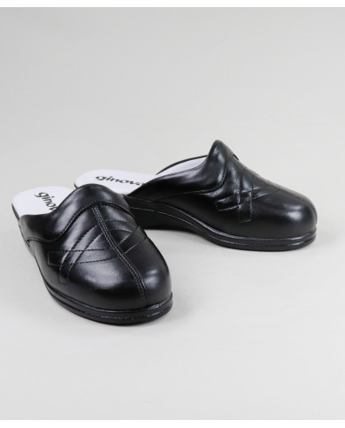 Black Orthopedic Slippers with Seams Ginova