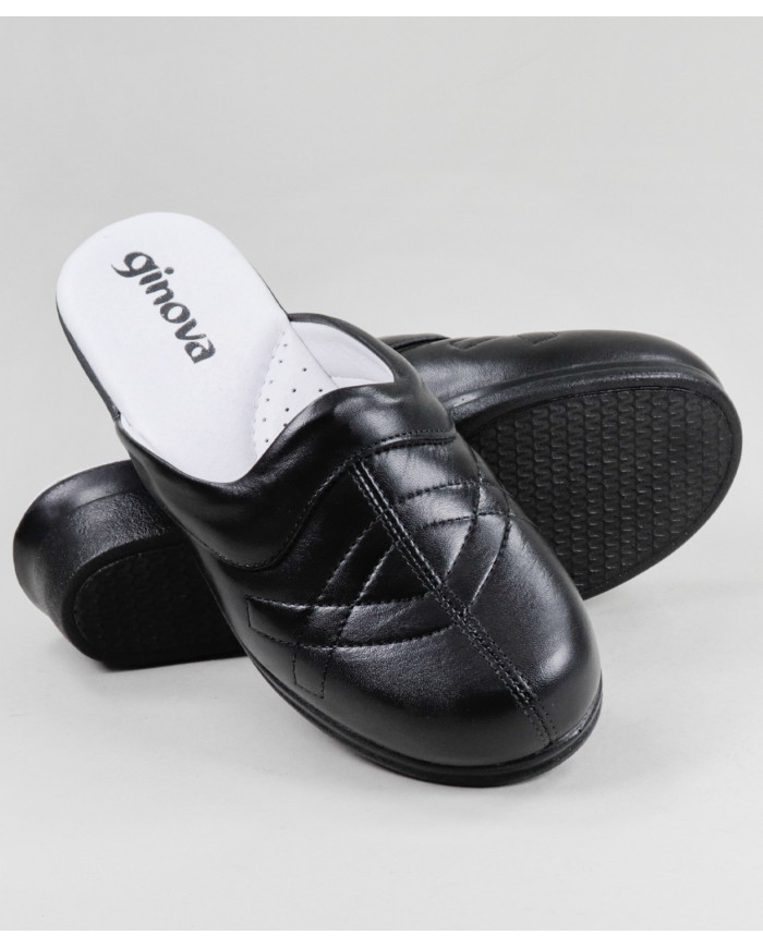 Black Orthopedic Slippers with Seams Ginova