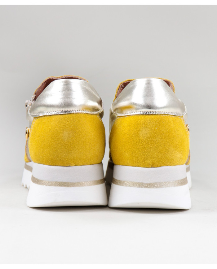 Women's Ginova Yellow Sneakers with Zip on the Lateral