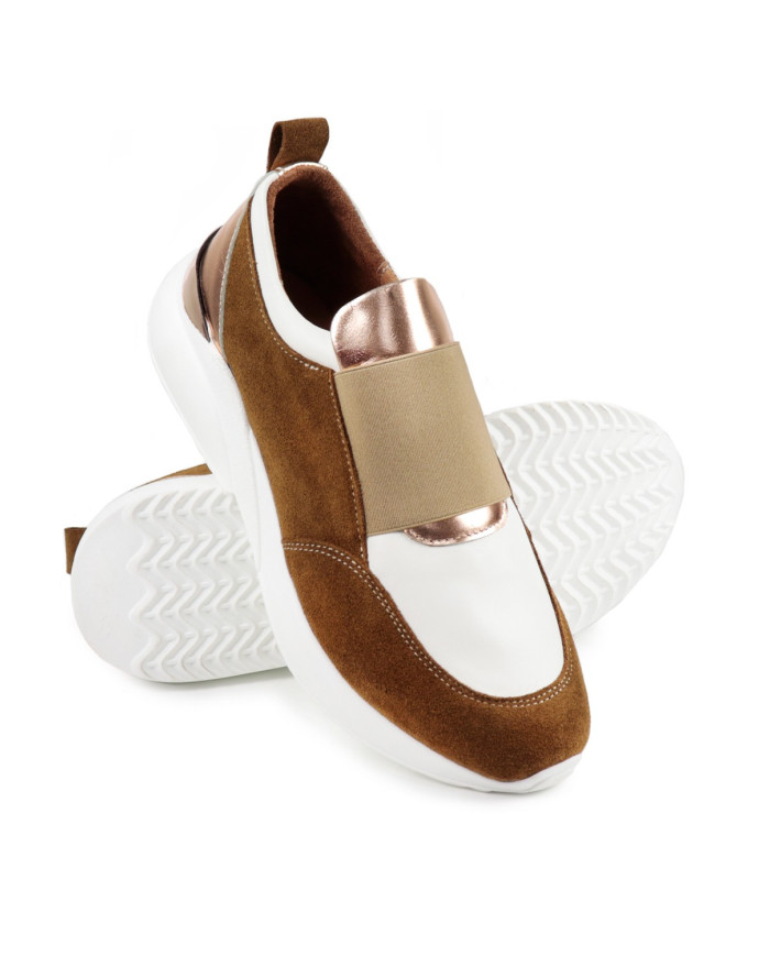 Sapatilhas Camel de Mulher Ginova com Elástico