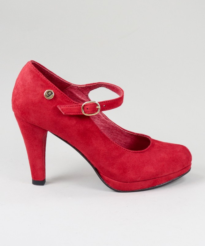 Sapatos Vermelhos de Senhora Ginova em Camurça