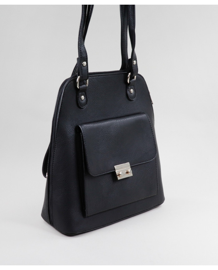 Damas Black Backpack con bolsillo en frente