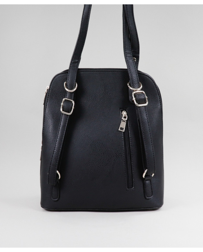 Mochila Preta de Senhora com Bolso na Frente