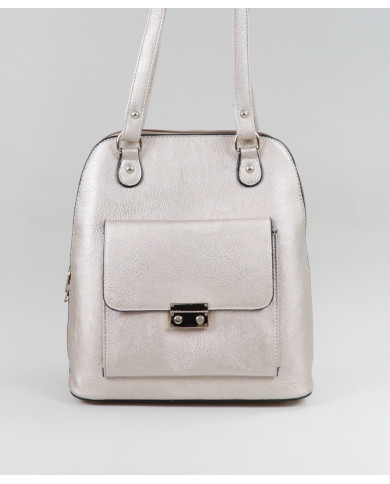 Mochila Platina de Senhora com Bolso na Frente