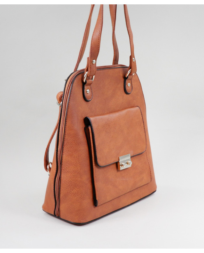 Mochila Camel de Senhora com Bolso na Frente
