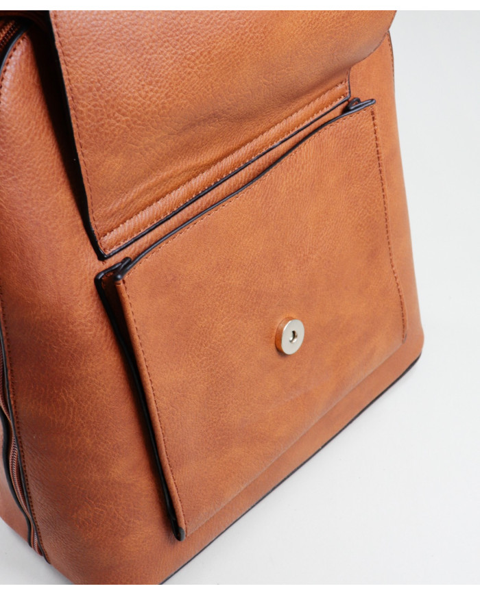 Damas Camel mochila con bolsillo en el frente