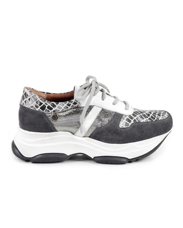 Women's Grey Trainers Ginova Metallized