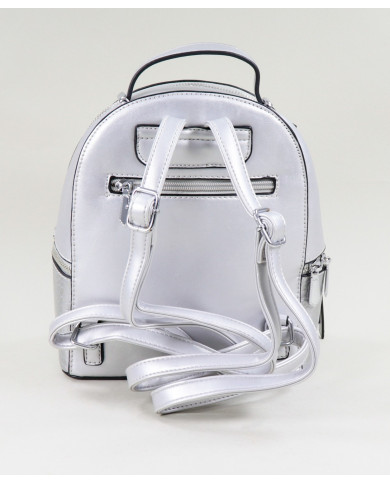 Damas de plata mochila con cierre
