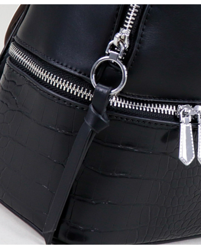 Damas Black Backpack con Zipper