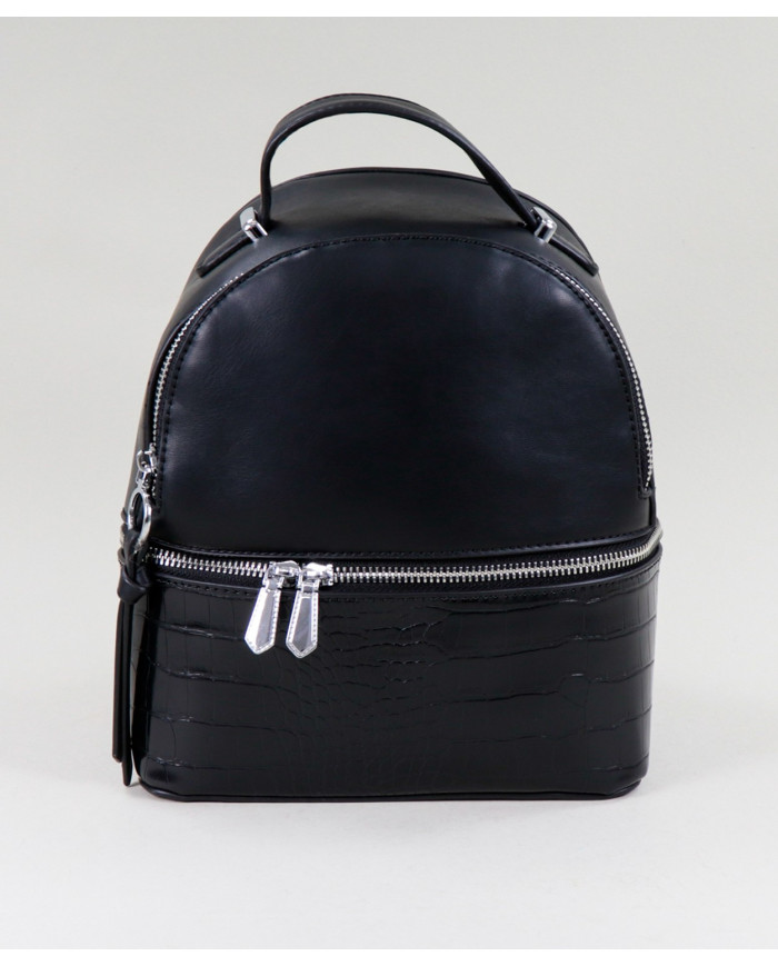 Damas Black Backpack con Zipper