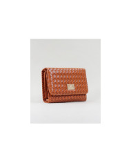 Camel Medium Wallet with Interlaced Effect