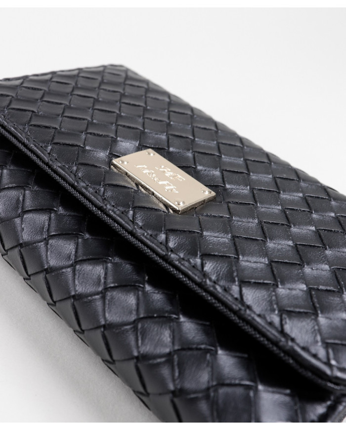 Black Wallet with Effect Interlaced