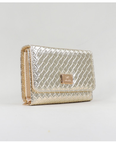 Medium Platinum Wallet with Interlaced Effect