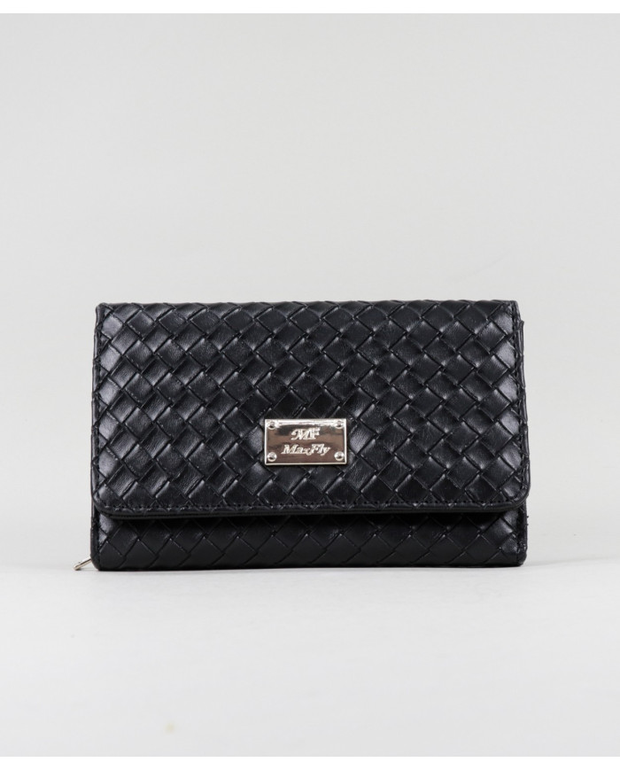 Black Wallet with Effect Interlaced