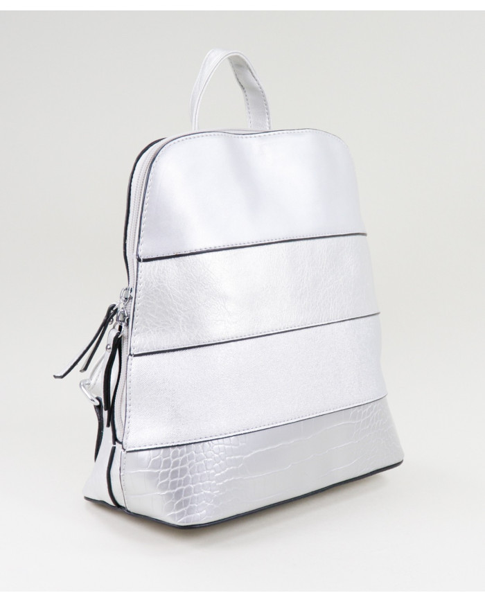 Mochila Prata de Senhora com Tiras
