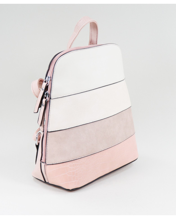 Ladies Pink Backpack with Strips