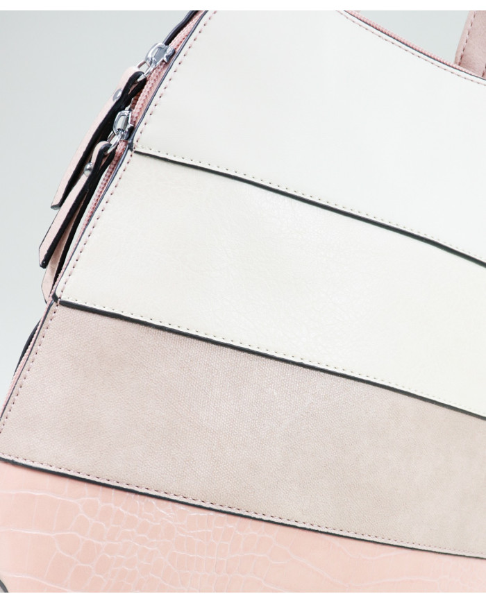 Ladies Pink Backpack with Strips