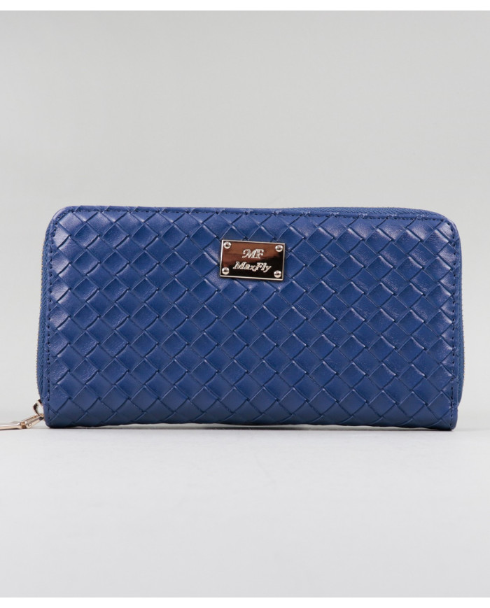 Carteira Azul de Senhora com Efeito Entrelaçado