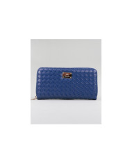 Wallet azul de la señora con efecto entrelazado