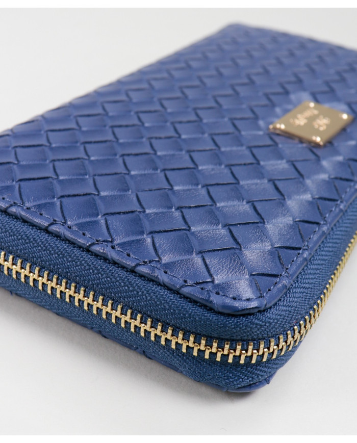 Lady's Blue Wallet with Effect Interlaced