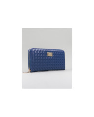 Wallet azul de la señora con efecto entrelazado