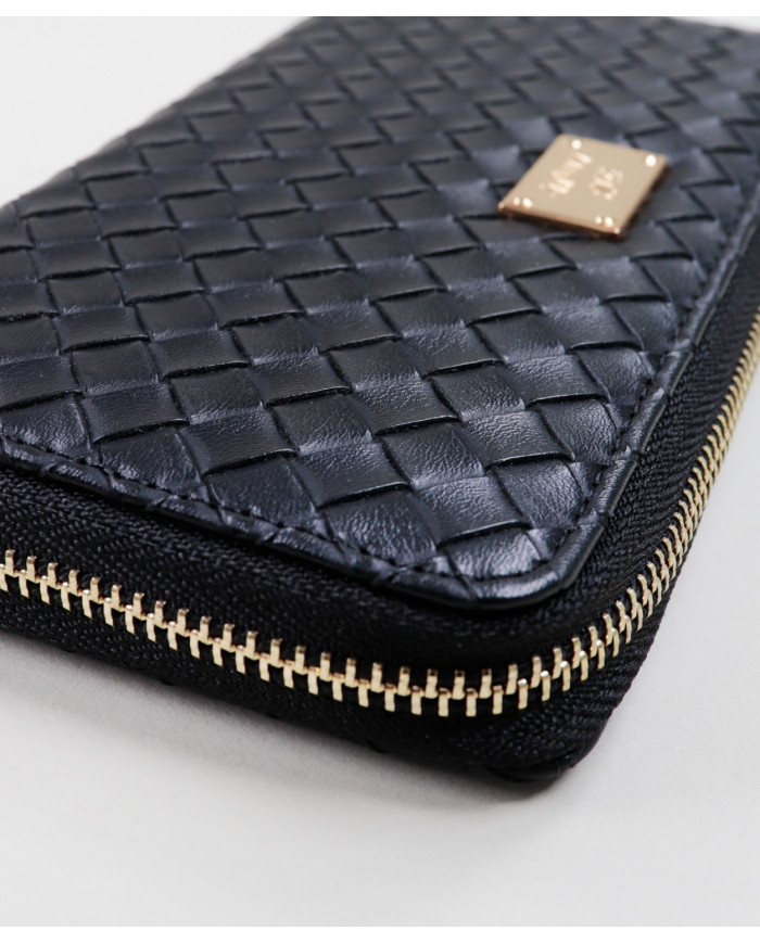 Lady's Black Wallet with Effect Interlaced