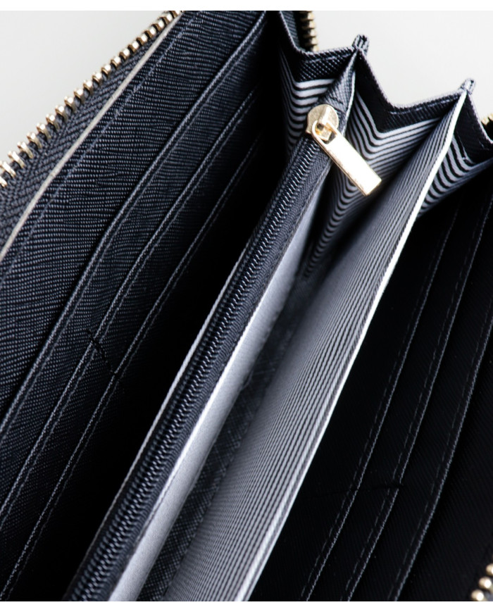 Cartera negra de Lady con efecto entrelazado