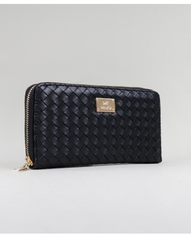 Lady's Black Wallet with Effect Interlaced