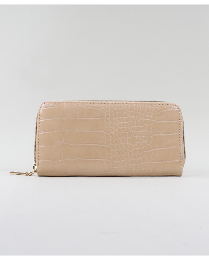 Lady Beige Wallet with Embossed Skin