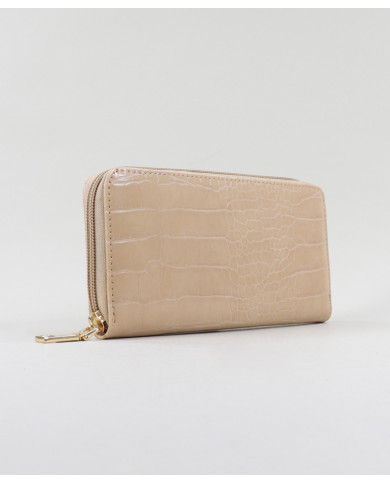 Lady Beige Wallet con piel en relieve