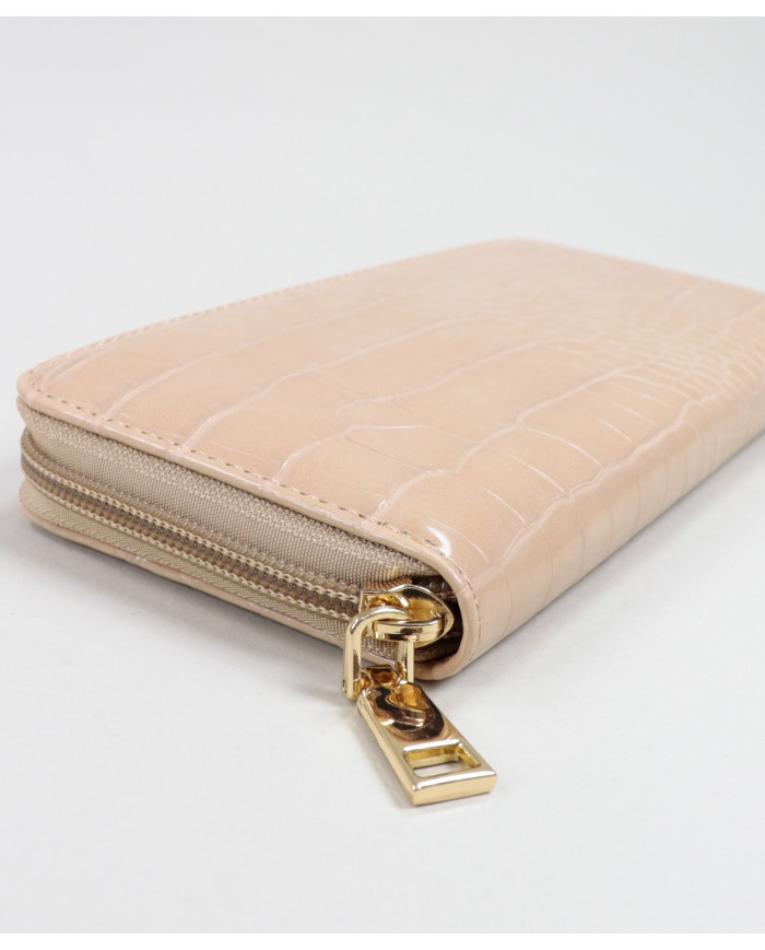 Lady Beige Wallet with Embossed Skin