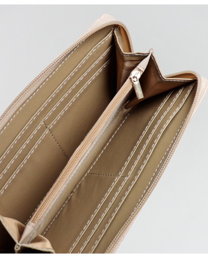 Lady Beige Wallet with Embossed Skin
