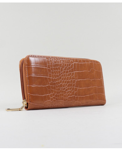 Camel Women's Wallet with Embossed Leather