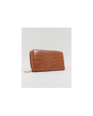 Lady Camel Wallet with Embossed Skin