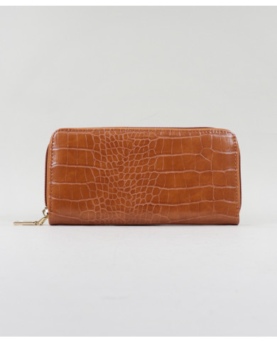 Camel Women's Wallet with Embossed Leather