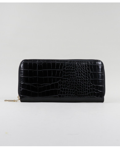Señoras Wallet Negro con piel embussada