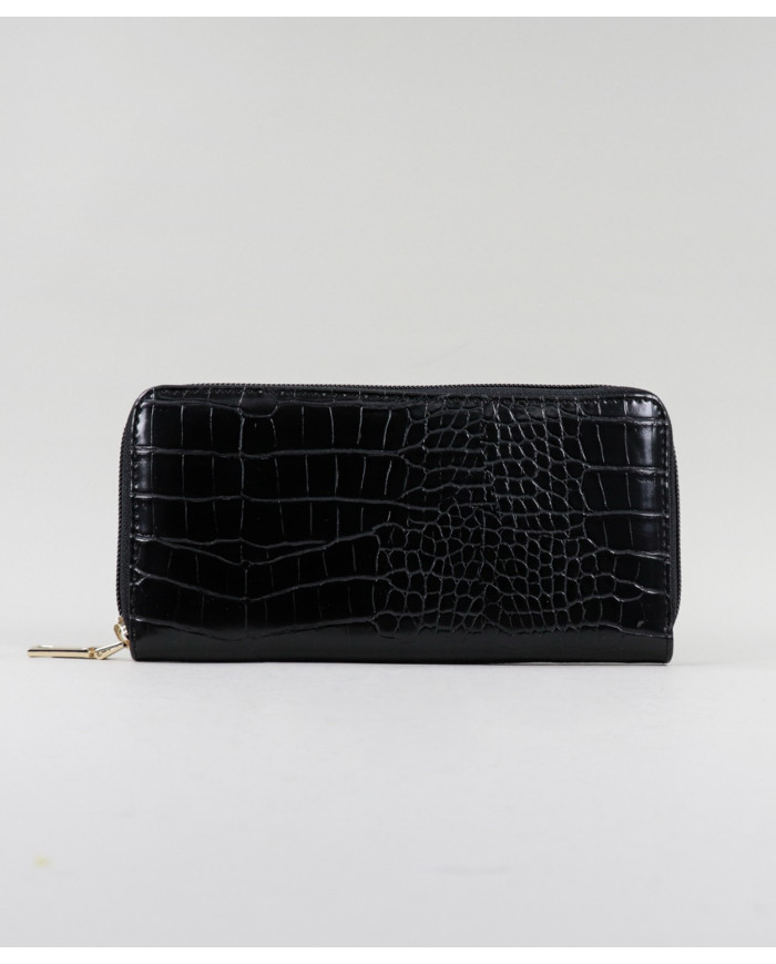 Señoras Wallet Negro con piel embussada
