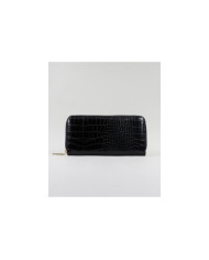 Ladies Black Wallet with Embossed Skin