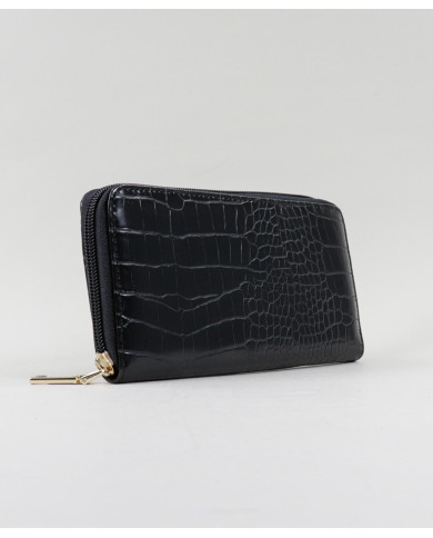 Señoras Wallet Negro con piel embussada