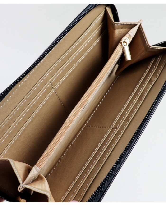 Señoras Wallet Negro con piel embussada