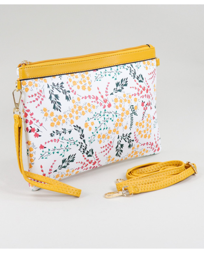 Mala Mostarda de Senhora com Padrão Floral