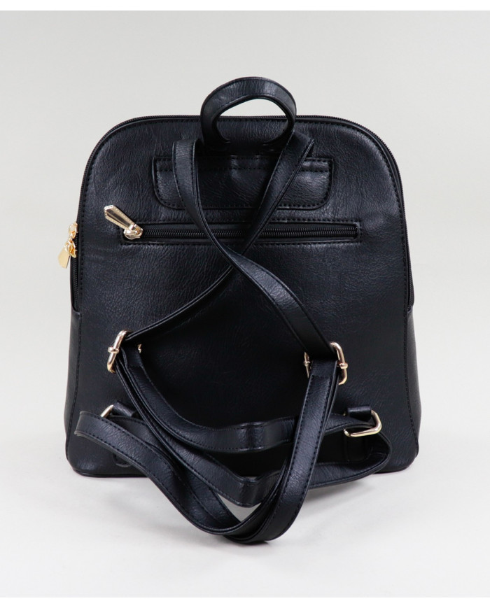 Damas Negro mochila con bolsillo frontal