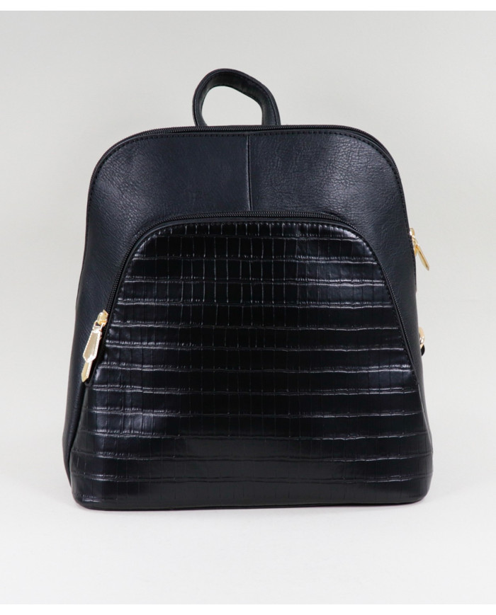 Mochila Preta de Senhora com Bolso Frontal