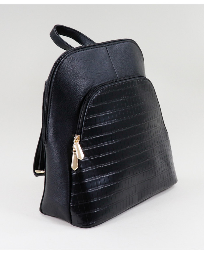 Mochila Preta de Senhora com Bolso Frontal